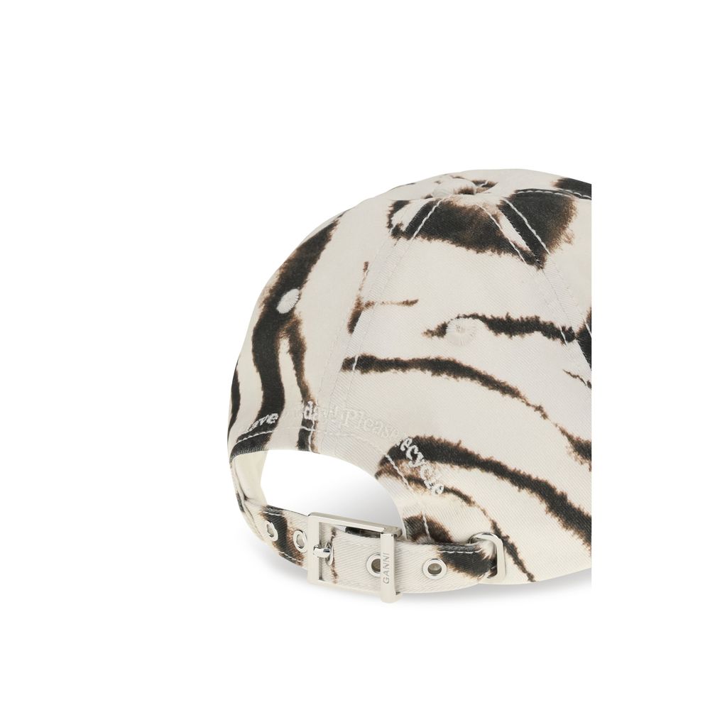 Ganni Multicolor Cotton Baseball Cap - Bold Zebra Print