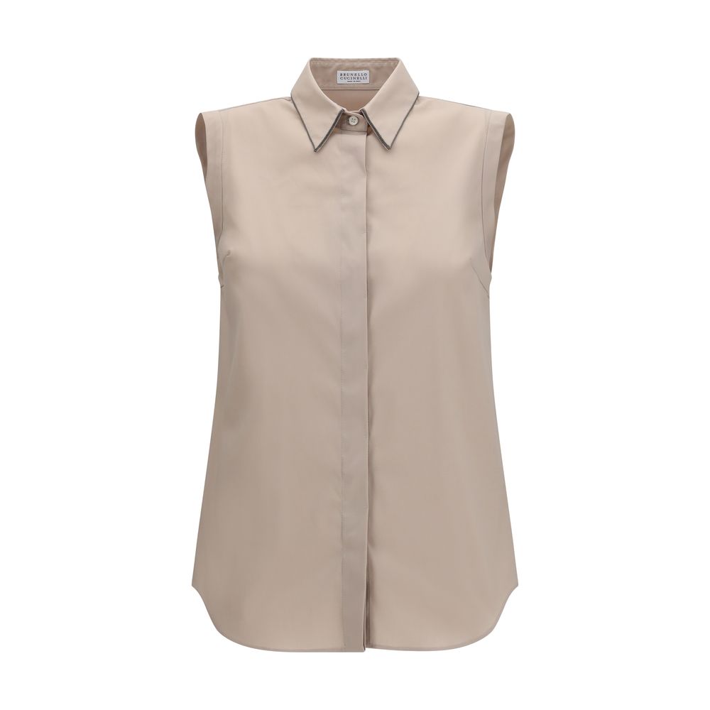 Brunello Cucinelli Chemise en coton beige