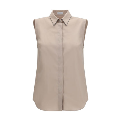 Brunello Cucinelli Chemise en coton beige
