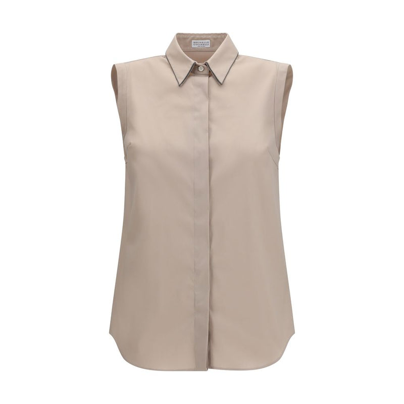 Brunello Cucinelli Chemise en coton beige
