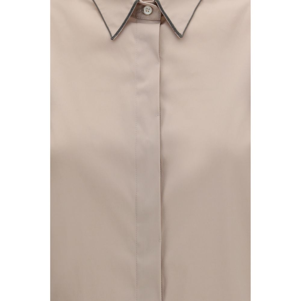 Brunello Cucinelli Chemise en coton beige