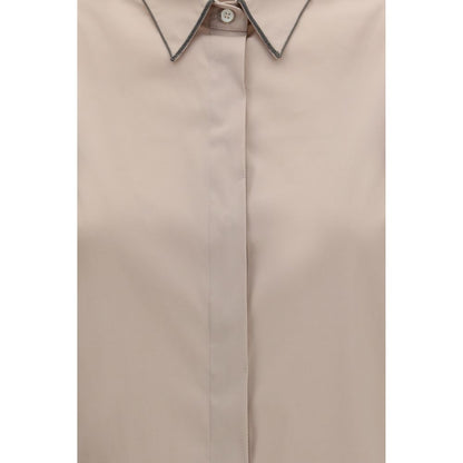 Brunello Cucinelli Chemise en coton beige
