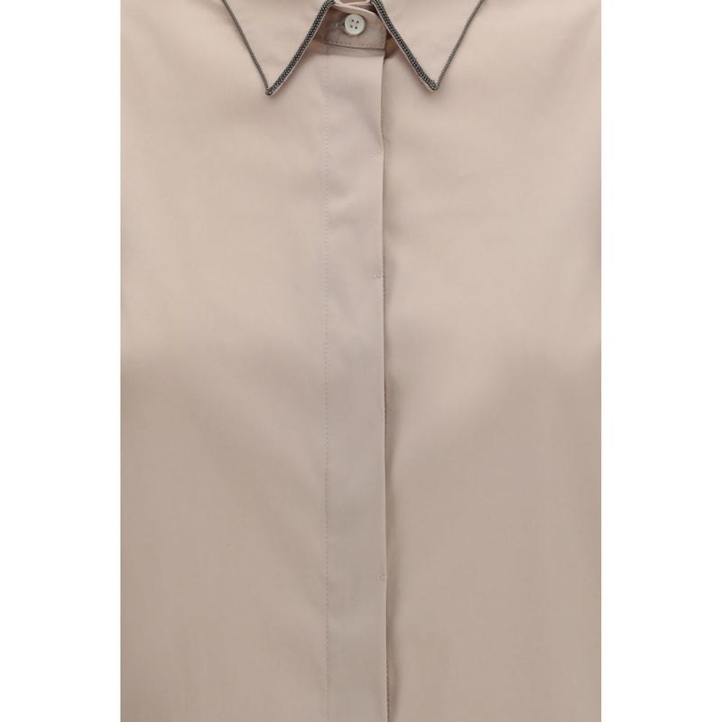 Brunello Cucinelli Chemise en coton beige
