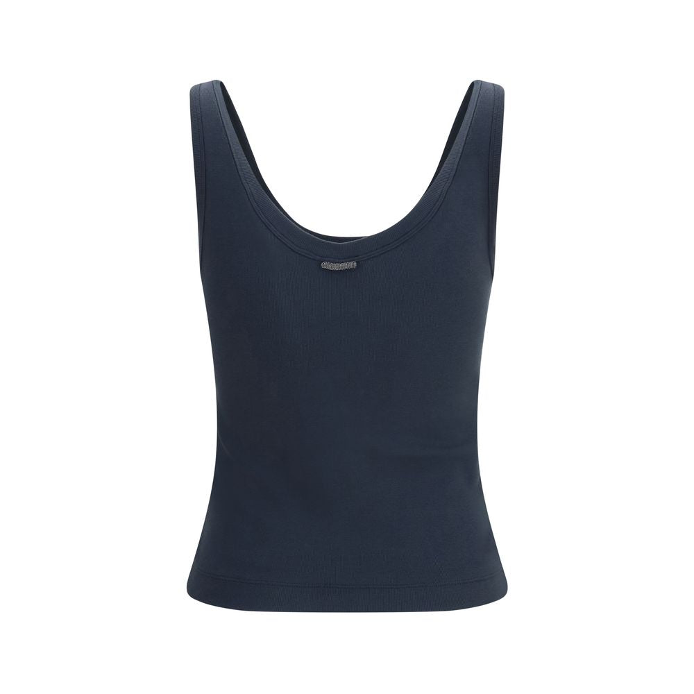 Brunello Cucinelli Blue Cotton T-Shirt for Women