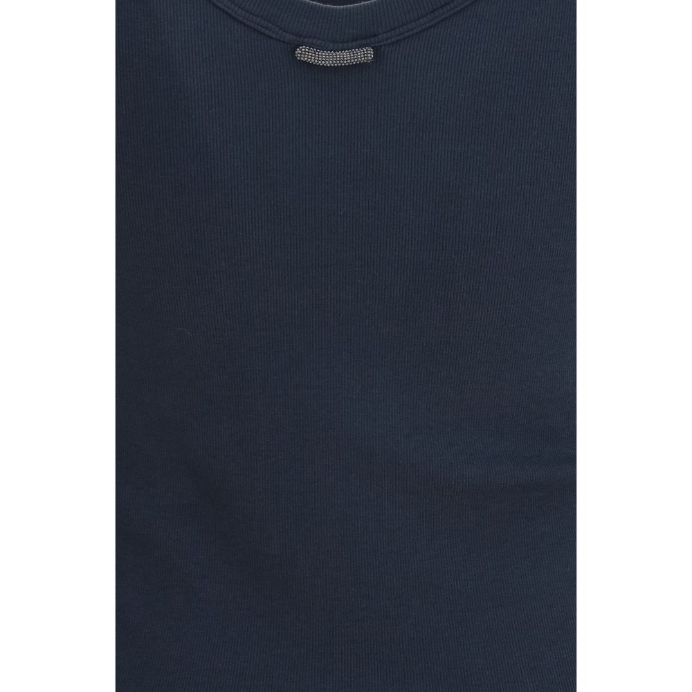 Brunello Cucinelli Blue Cotton T-Shirt for Women