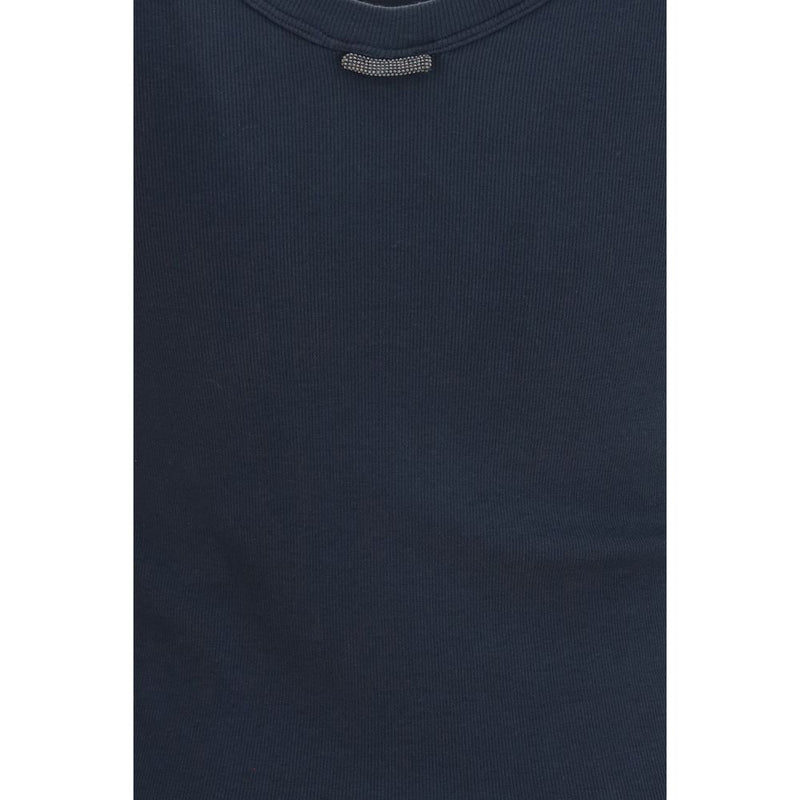 Brunello Cucinelli Blue Cotton T-Shirt for Women