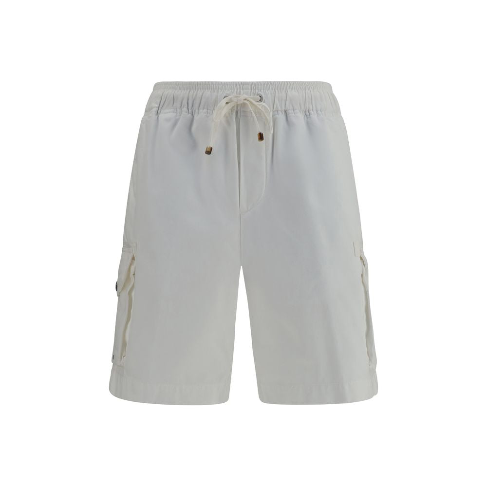 Brunello Cucinelli White Cotton Bermuda Shorts for Men