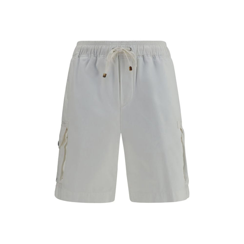Brunello Cucinelli White Cotton Bermuda Shorts for Men
