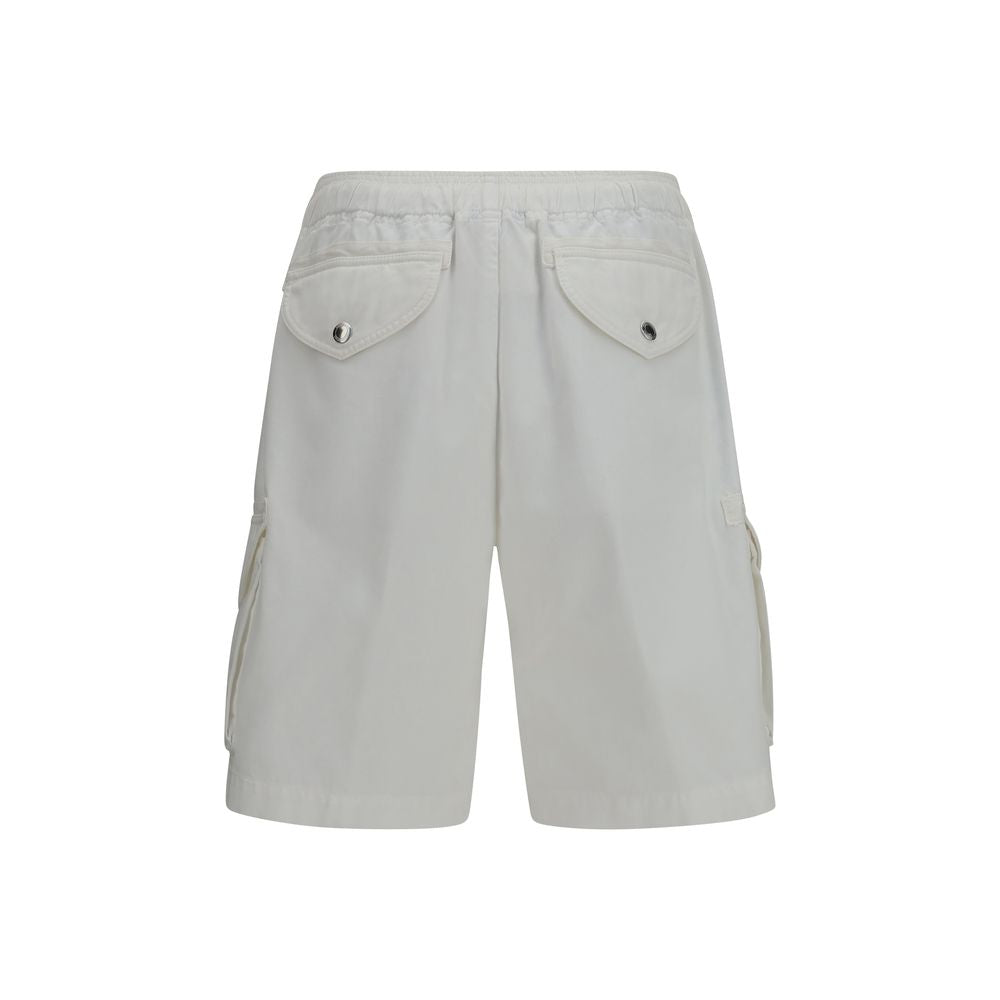 Brunello Cucinelli White Cotton Bermuda Shorts for Men