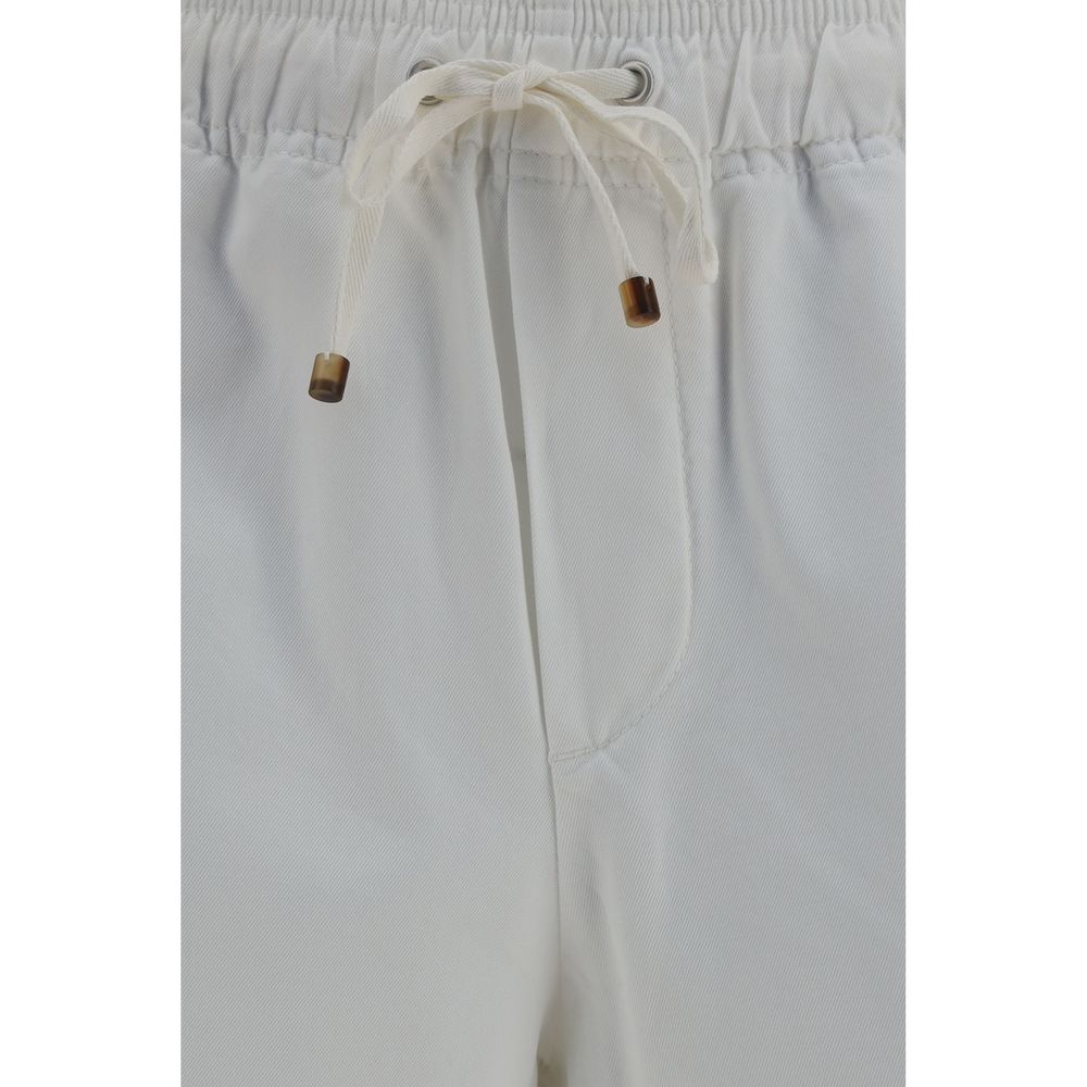 Brunello Cucinelli White Cotton Bermuda Shorts for Men