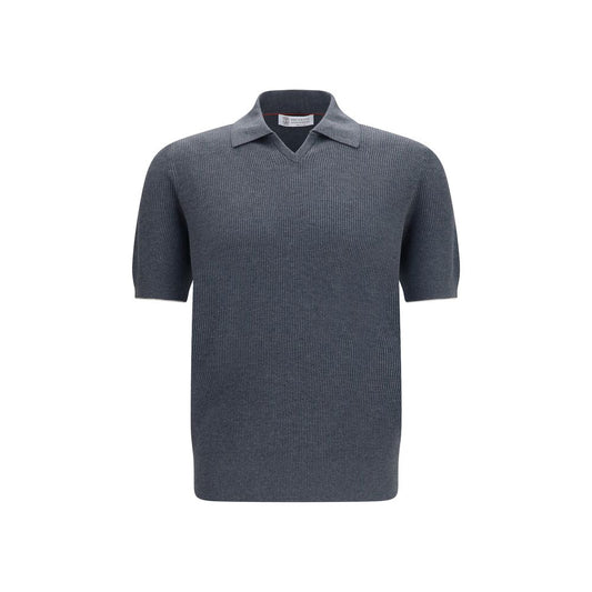 Brunello Cucinelli Gray Cotton Polo Shirt for Men