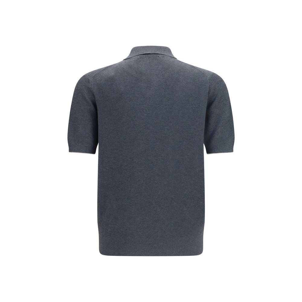 Brunello Cucinelli Gray Cotton Polo Shirt for Men