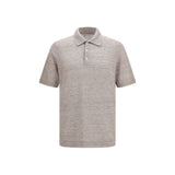 Brunello Cucinelli Beige Linen Polo Shirt for Men
