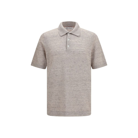 Brunello Cucinelli Beige Linen Polo Shirt for Men
