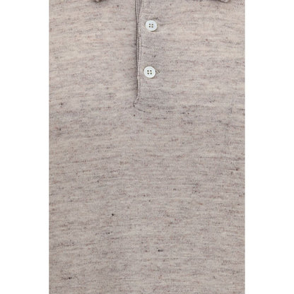 Brunello Cucinelli Beige Linen Polo Shirt