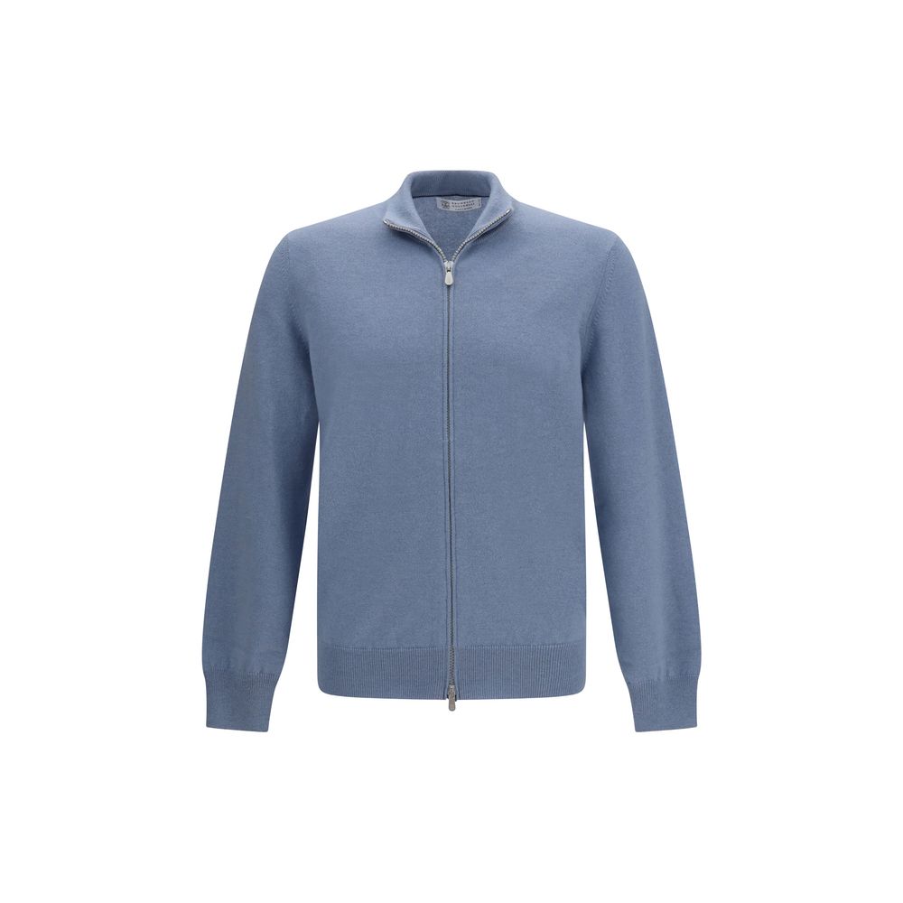 Brunello Cucinelli Blue Cashmere Cardigan for Men