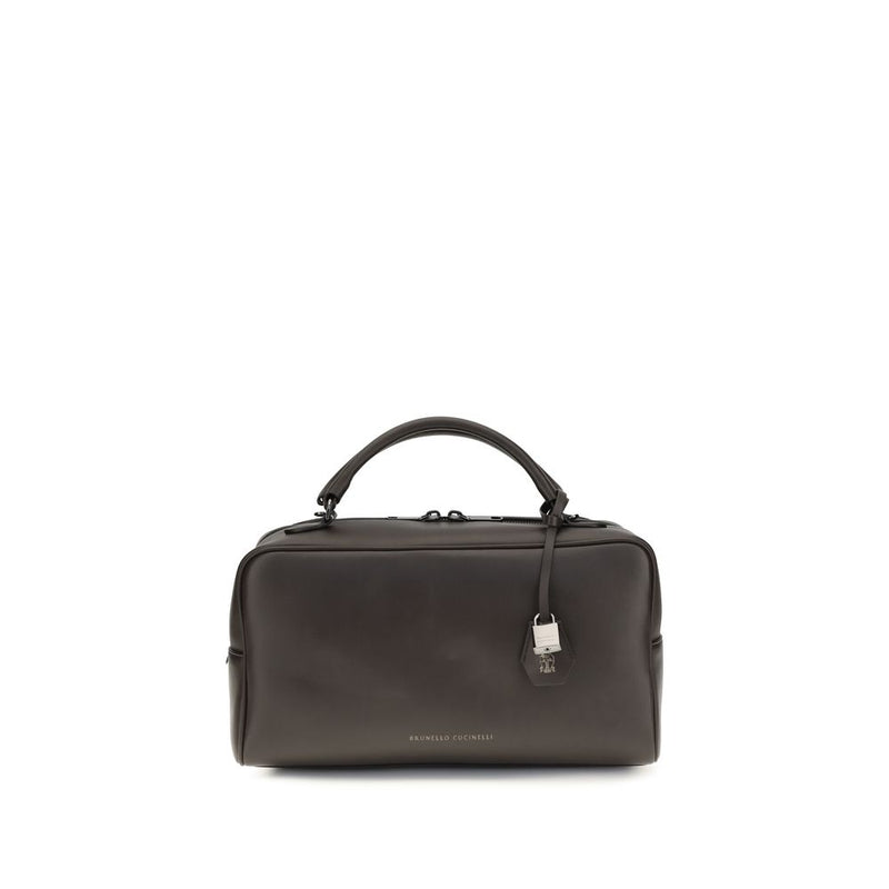 Brunello Cucinelli Brown Calf Leather Bos Taurus Shoulder Bag