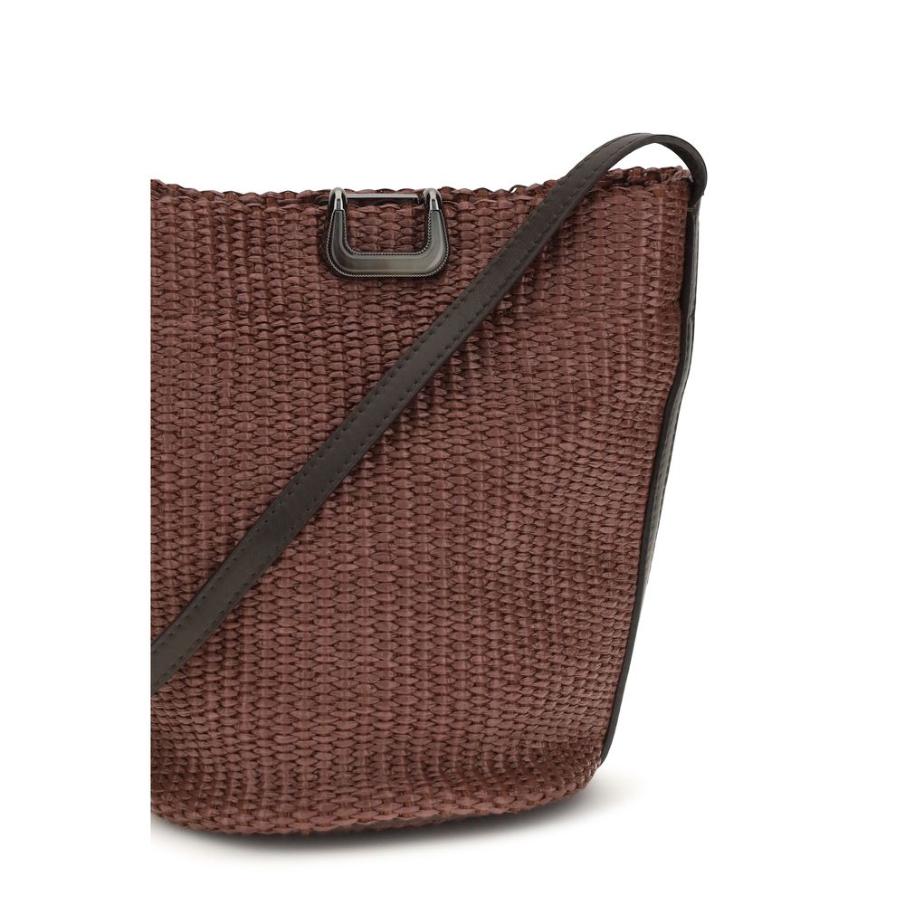 Brunello Cucinelli Bordeaux Cotton Shoulder Bag