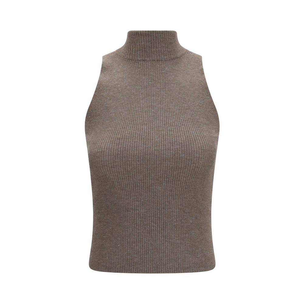 Brunello Cucinelli Brown Cashmere Sleeveless Sweater