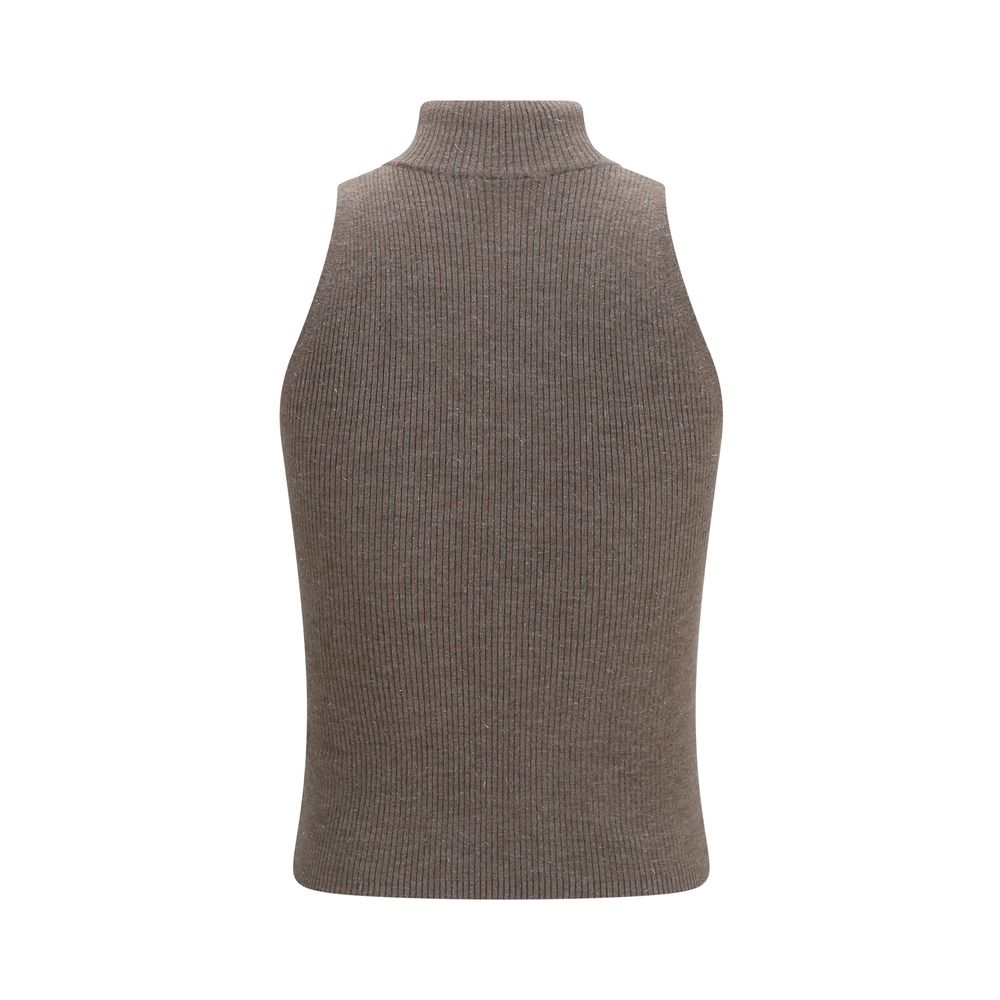 Brunello Cucinelli Brown Cashmere Sleeveless Sweater