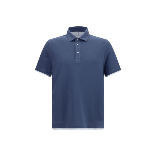 Brunello Cucinelli Blue Cotton Polo Shirt for Men
