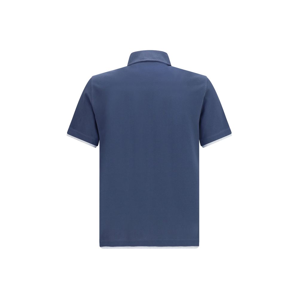 Brunello Cucinelli Blue Cotton Polo Shirt - Elegant Casual Wear