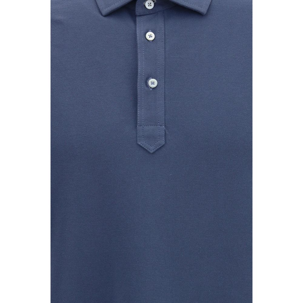 Brunello Cucinelli Blue Cotton Polo Shirt - Elegant Casual Wear