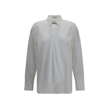 Brunello Cucinelli White Cotton Dress Shirt with Monili Detail