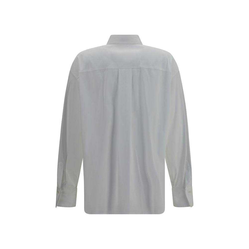 Brunello Cucinelli White Cotton Dress Shirt with Monili Detail