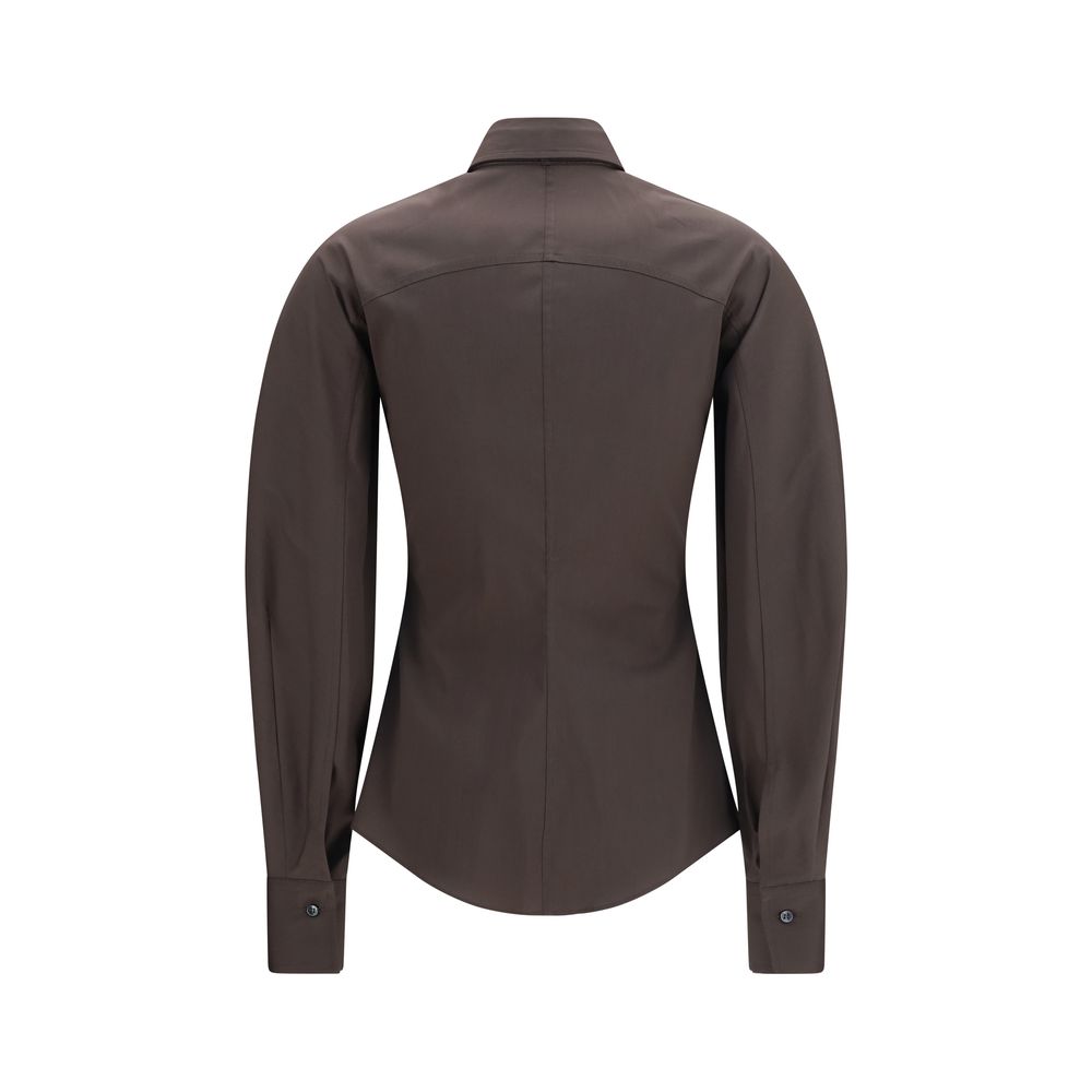 Brunello Cucinelli Brown Cotton Dress Shirt with Tie