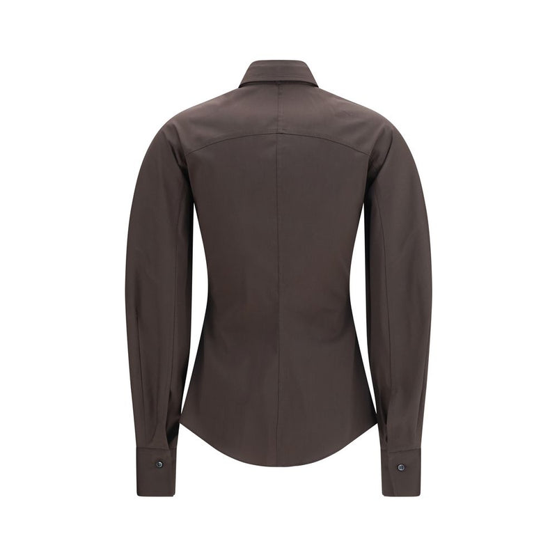 Brunello Cucinelli Brown Cotton Dress Shirt with Tie