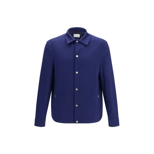 Brunello Cucinelli Blue Cashmere Full-Length Jacket for Men