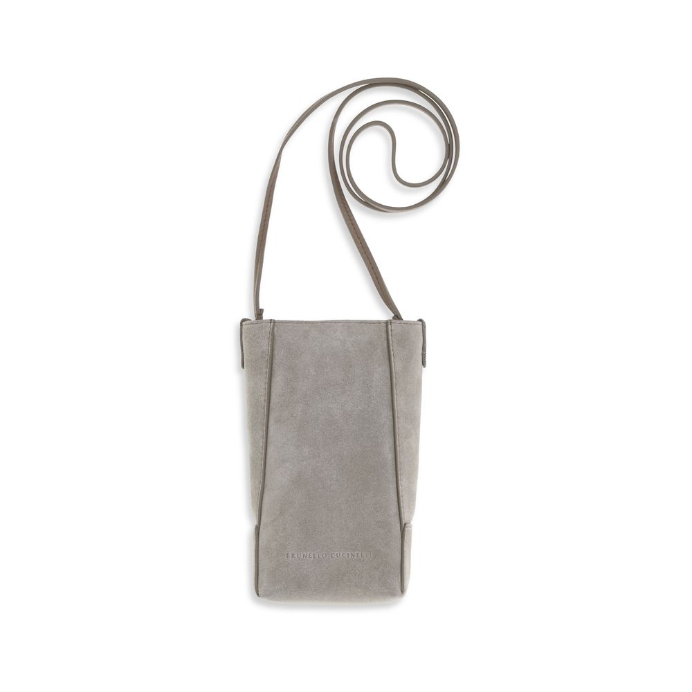 Brunello Cucinelli Autres accessoires en cuir de veau gris Bos Taurus