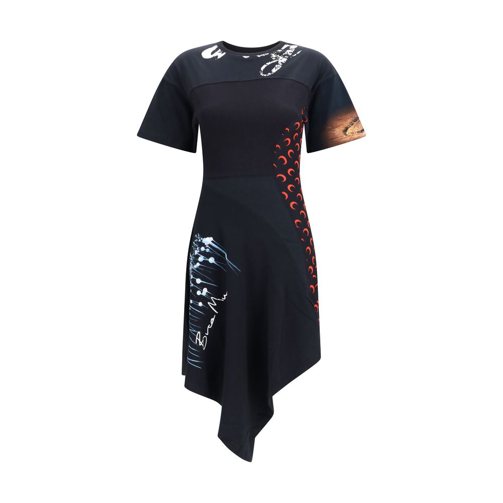 Marine Serre Black Cotton Asymmetric Casual Dress
