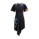 Marine Serre Black Cotton Asymmetric Casual Dress