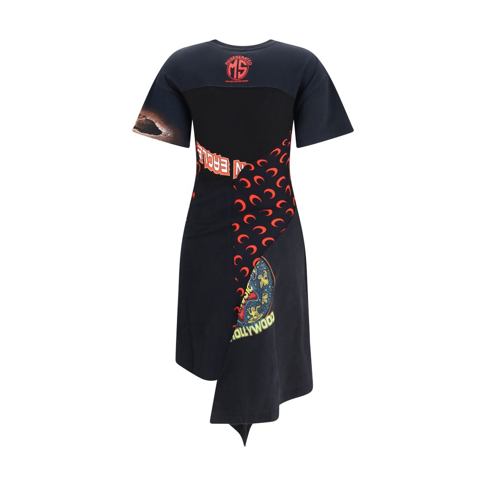 Marine Serre Black Cotton Asymmetric Casual Dress