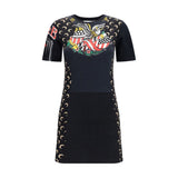 Marine Serre Black Cotton Casual Dress - Sustainable Fashion