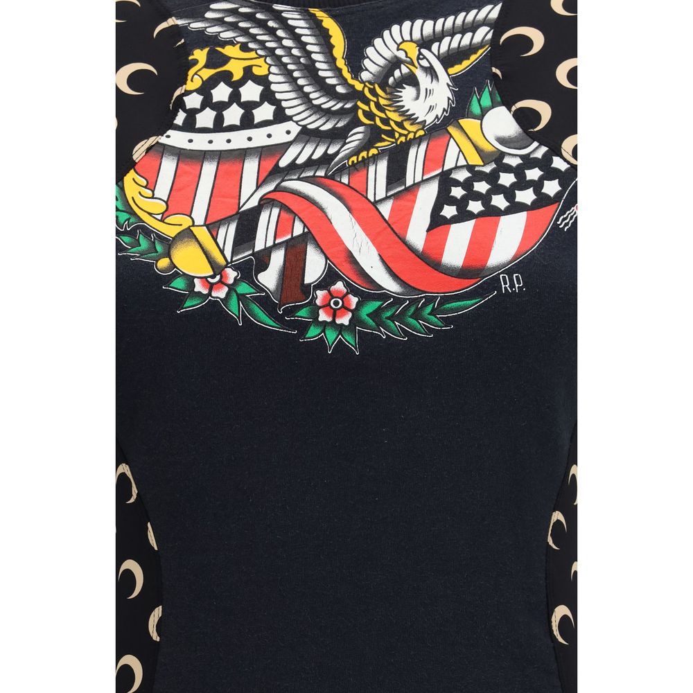 Marine Serre Black Cotton Casual Dress - Sustainable Fashion