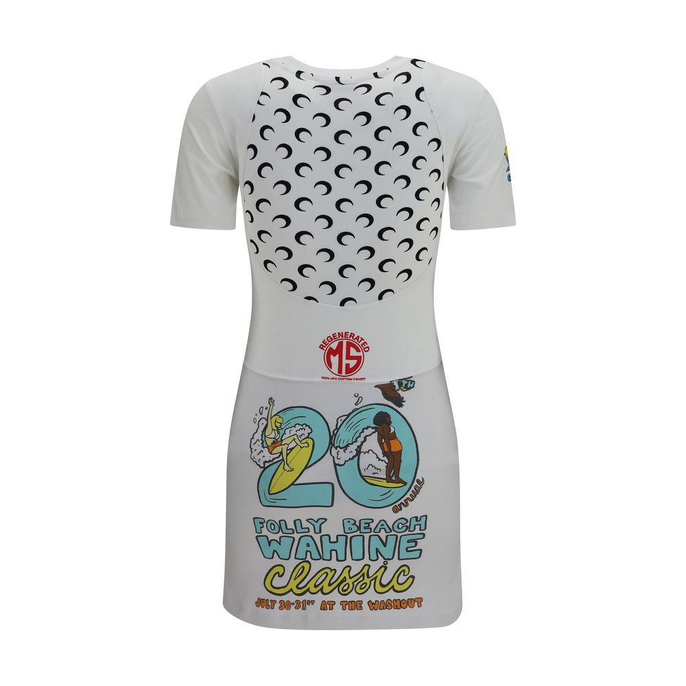 Marine Serre White Cotton Casual Dress - Sustainable Fashion