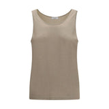 Brunello Cucinelli Beige Cashmere Sleeveless T-Shirt
