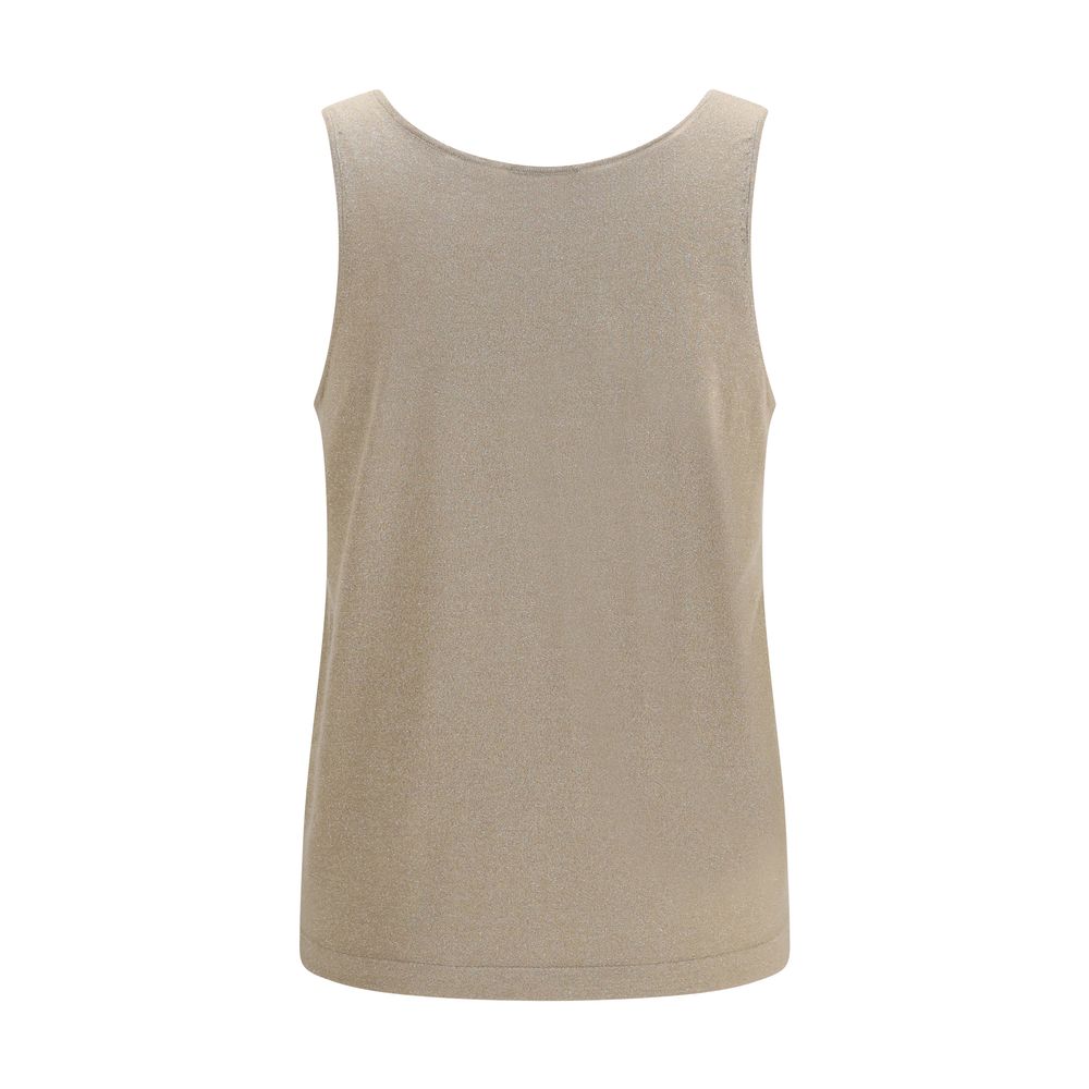 Brunello Cucinelli Beige Cashmere Sleeveless T-Shirt