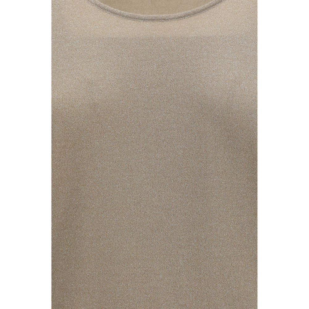 Brunello Cucinelli Beige Cashmere Sleeveless T-Shirt
