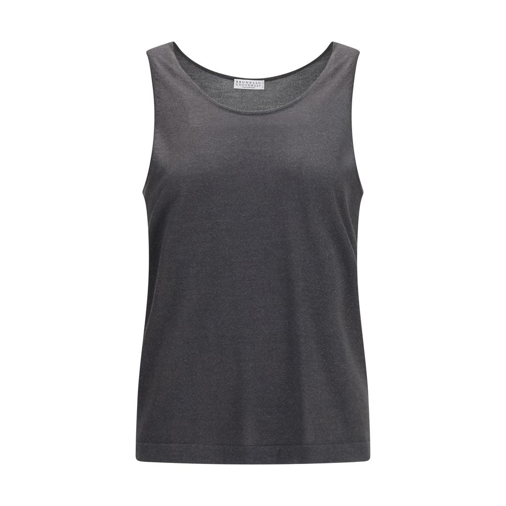 Brunello Cucinelli Gray Cashmere Sleeveless T-Shirt