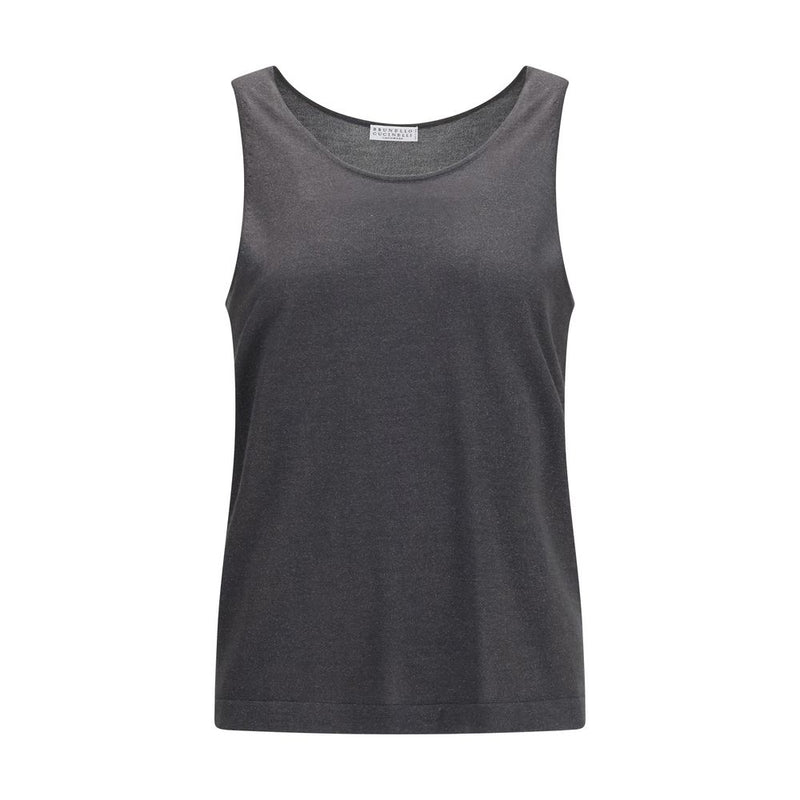 Brunello Cucinelli Gray Cashmere Sleeveless T-Shirt
