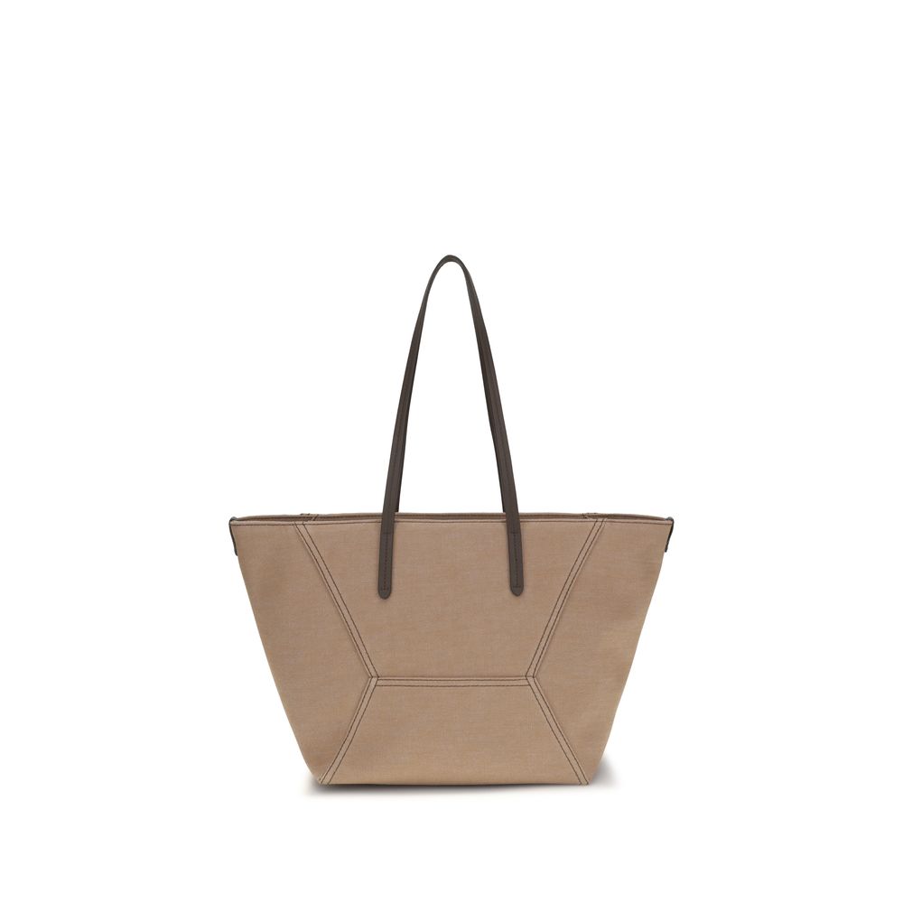 Brunello Cucinelli Beige Cotton Handbag - Elegant Shoulder Bag