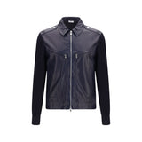Brunello Cucinelli Blue Calf Leather Bos Taurus Leather Jacket