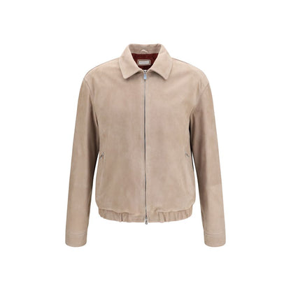 Brunello Cucinelli Beige Calf Leather Bos Taurus Bomber