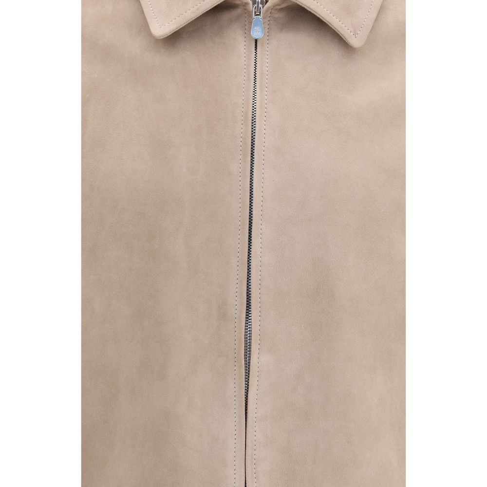 Brunello Cucinelli Beige Calf Leather Bos Taurus Bomber