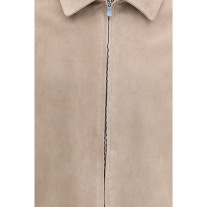 Brunello Cucinelli Beige Calf Leather Bos Taurus Bomber