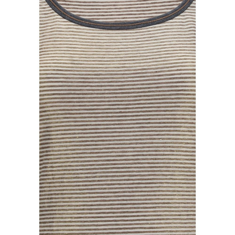 Brunello Cucinelli Tank Top en Lin Beige avec Finitions Brillantes